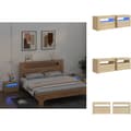 Pikkukuva 1 / 11: Yöpöydät - Living Yöpöydät 2 kpl LED-valoilla Sonoma-tammi 60x35x40 cm