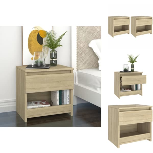 Natborde - Living sengeborde 2 stk. 40x30x39 cm spånplade sonoma-eg
