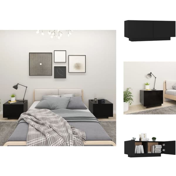 Natborde - Living sengeskab 100x35x40 cm konstrueret træ sort