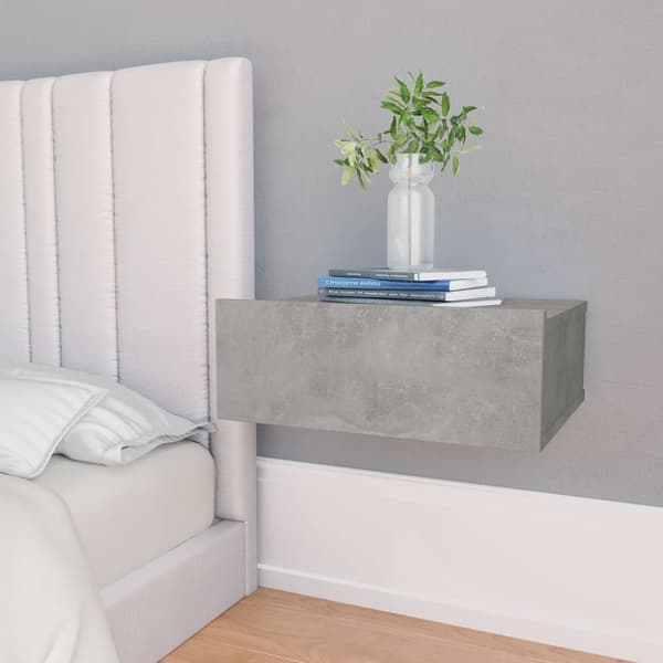 Natborde - Living svævende natborde 2 stk. 40 x 30 x 15 cm spånplade betongrå