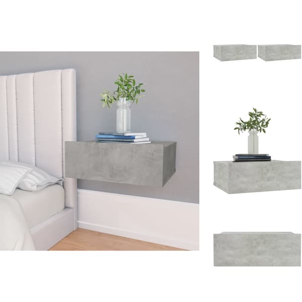 Natborde - Living svævende natborde 2 stk. 40 x 30 x 15 cm spånplade betongrå