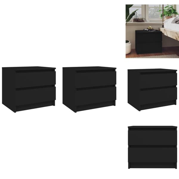 Natborde - Living sengeskabe 2 stk. 50x39x43,5 cm spånplade sort