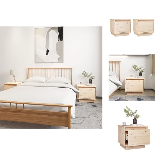 Natborde - Living sengeborde 2 stk. 35x34x32 cm massivt fyrretræ