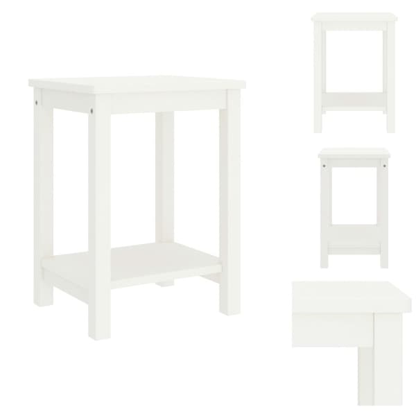 Natborde - Living sengebord 35x30x47 cm massivt fyrretræ hvid