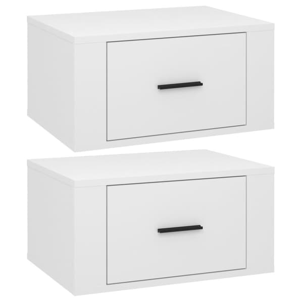 Natborde - Living væghængte sengeborde 2 stk. 50x36x25 cm hvid højglans