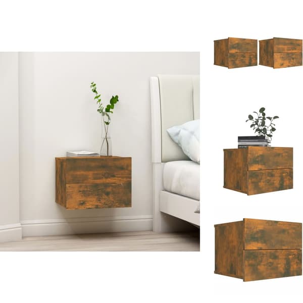 Natborde - Living sengeborde 2 stk. 40x30x30 cm konstrueret træ røget egetræ