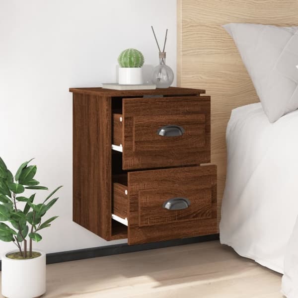 Natborde - Living væghængte sengeborde 2 stk. 41,5x36x53 cm brun eg
