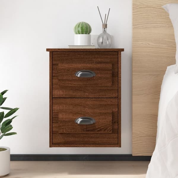 Natborde - Living væghængte sengeborde 2 stk. 41,5x36x53 cm brun eg