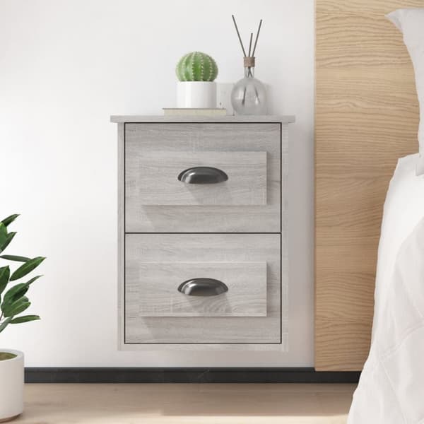 Natborde - Living væghængte sengeborde 2 stk. 41,5x36x53 cm grå sonoma-eg