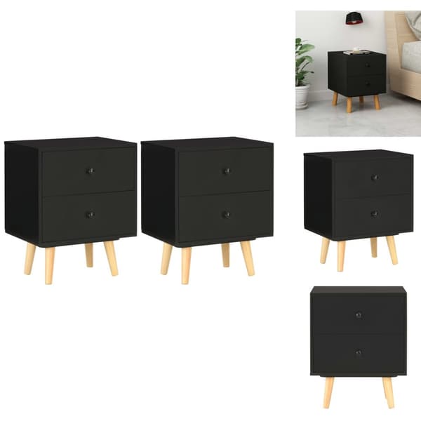 Nattduksbord - Living Sängbord 2 st svart 40x30x50 cm massiv furu