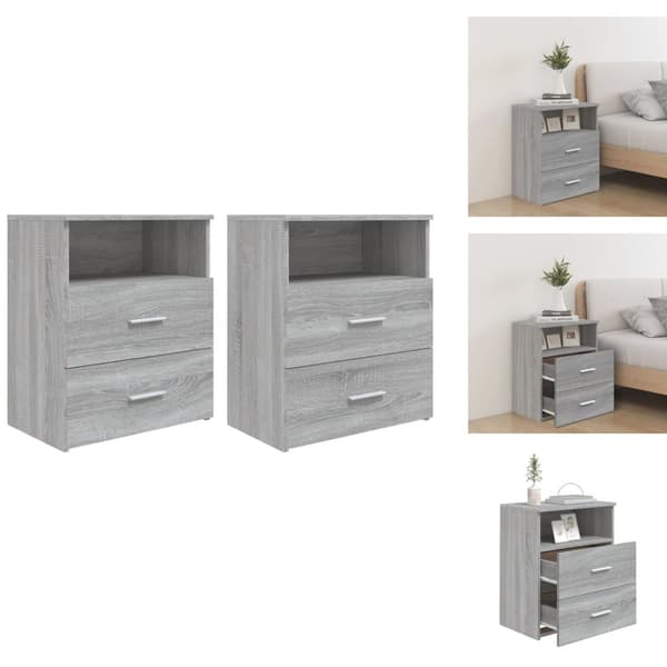 Natborde - Living sengeborde 2 stk. 50x32x60 cm grå sonoma-eg