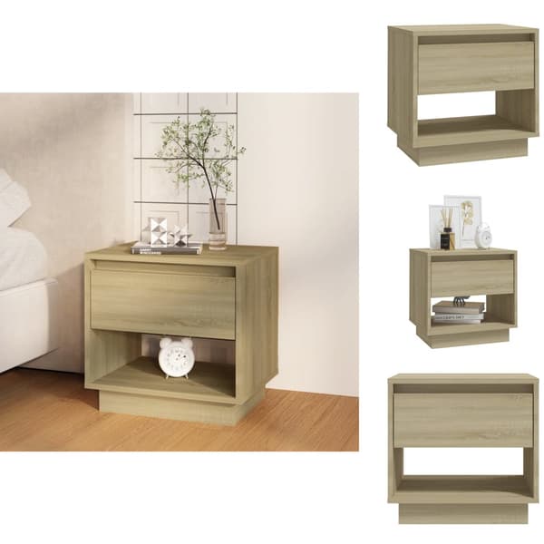 Natborde - Living sengebord 45x34x44 cm konstrueret træ sonoma-eg