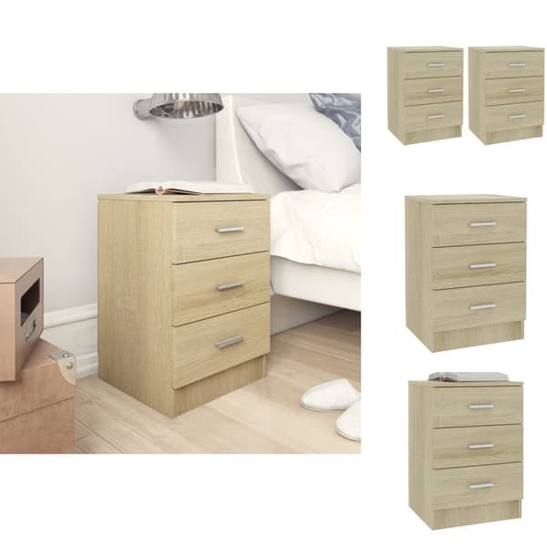 Natborde - Living sengeborde 2 stk. 38x35x56 cm konstrueret træ sonoma-eg