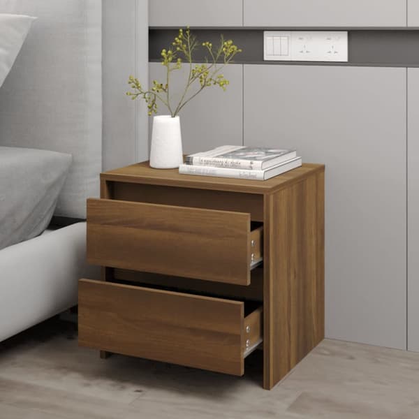Natborde - Living sengebord 45x34,5x44,5 cm konstrueret træ brun egetræsfarve
