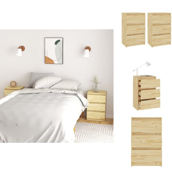 Nattduksbord - Living Sängbord 2 st 40x29,5x64 cm massiv furu