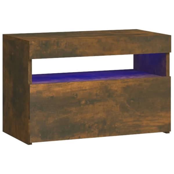 Yöpöydät - Living Yöpöytä LED-valoilla savutammi 60x35x40 cm