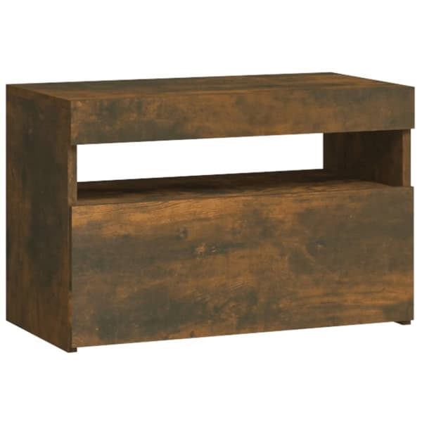 Yöpöydät - Living Yöpöytä LED-valoilla savutammi 60x35x40 cm