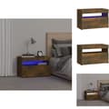 Pikkukuva 1 / 11: Yöpöydät - Living Yöpöytä LED-valoilla savutammi 60x35x40 cm