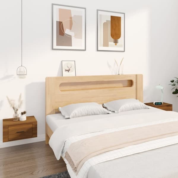 Natborde - Living væghængte sengeborde 2 stk. 50x36x25 cm brun egetræsfarve