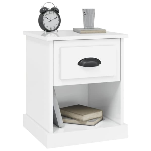 Natborde - Living sengeborde 2 stk. 39x39x47,5 cm konstrueret træ hvid højglans