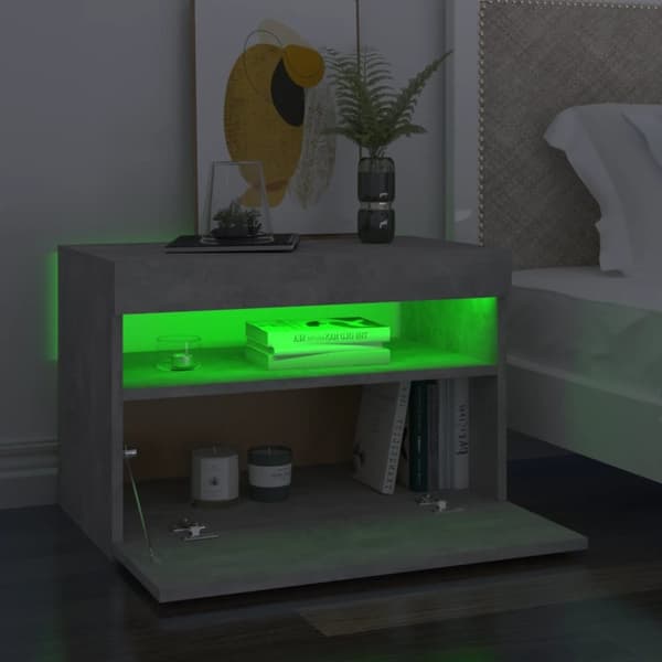 Nattduksbord - Living Sängbord med LED-belysning betonggrå 60x35x40 cm