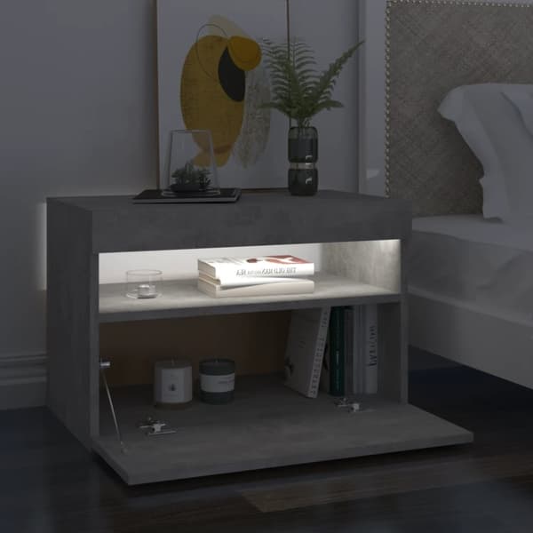 Nattduksbord - Living Sängbord med LED-belysning betonggrå 60x35x40 cm
