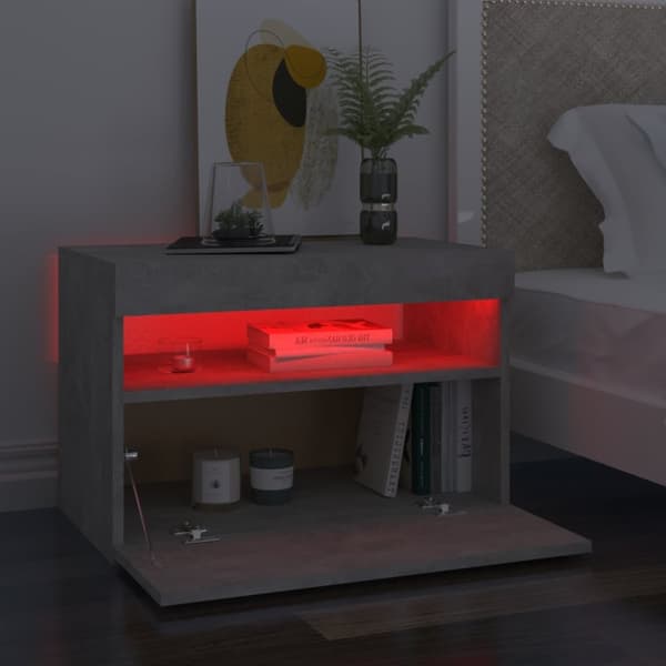 Nattduksbord - Living Sängbord med LED-belysning betonggrå 60x35x40 cm