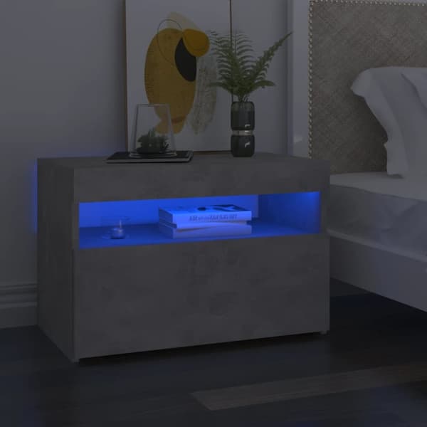 Nattduksbord - Living Sängbord med LED-belysning betonggrå 60x35x40 cm