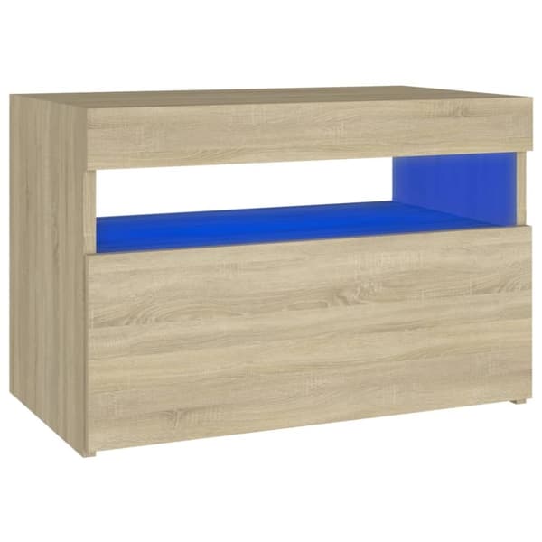 Nattduksbord - Living Sängbord med LED-belysning sonoma-ek 60x35x40cm konstruerat trä