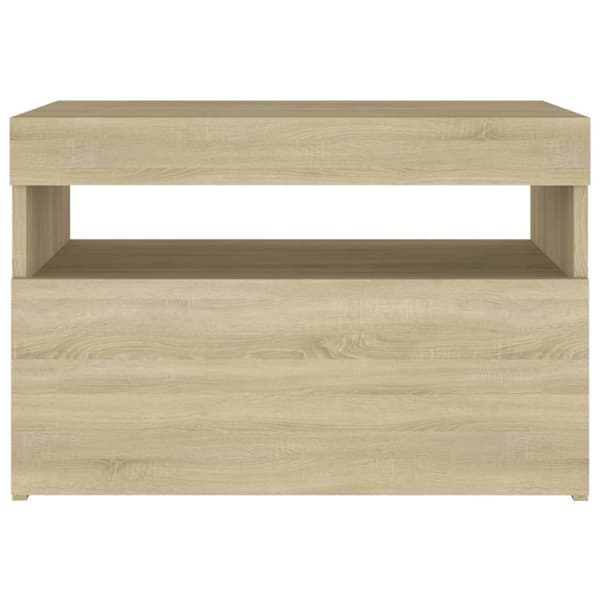 Nattduksbord - Living Sängbord med LED-belysning sonoma-ek 60x35x40cm konstruerat trä