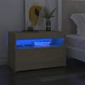 Miniatyrbild 2 av 11: Nattduksbord - Living Sängbord med LED-belysning sonoma-ek 60x35x40cm konstruerat trä