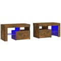Miniatyrbillede 3 af 11: Natborde - Living sengeborde 2 stk. med LED-lys 70x36,5x40 cm røget egetræsfarve