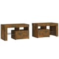 Miniatyrbillede 4 af 11: Natborde - Living sengeborde 2 stk. med LED-lys 70x36,5x40 cm røget egetræsfarve