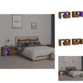 Miniatyrbillede 1 af 11: Natborde - Living sengeborde 2 stk. med LED-lys 70x36,5x40 cm røget egetræsfarve