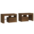 Miniatyrbillede 4 af 11: Natborde - Living sengeborde 2 stk. med LED-lys 70x36,5x40 cm brun egetræsfarve