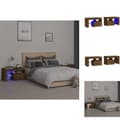 Miniatyrbillede 1 af 11: Natborde - Living sengeborde 2 stk. med LED-lys 70x36,5x40 cm brun egetræsfarve
