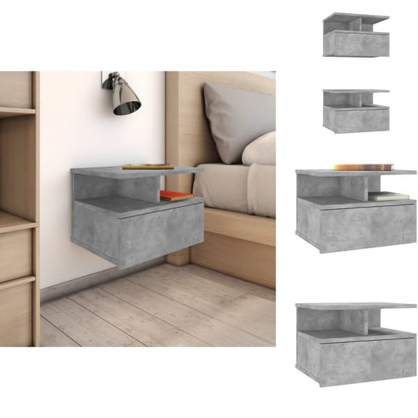 Natborde - Living svævende natborde 2 stk. 40 x 31 x 27 cm spånplade betongrå