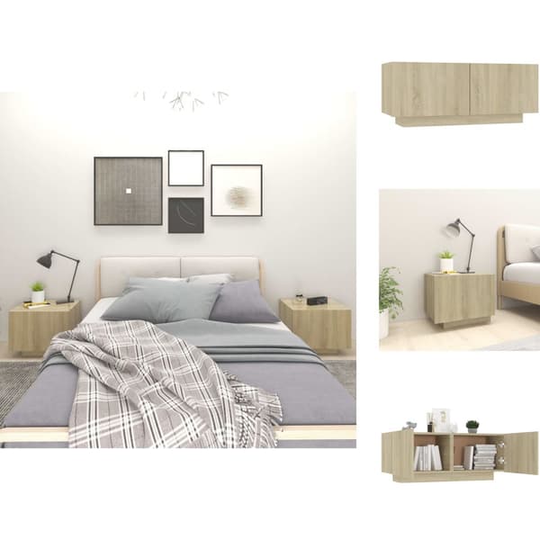 Natborde - Living sengeskab 100x35x40 cm konstrueret træ sonoma-eg