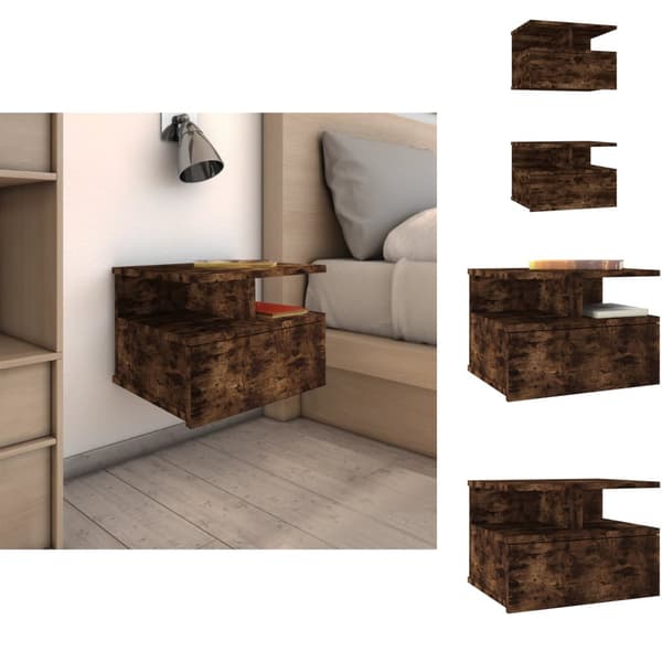Natborde - Living væghængte natborde 2 stk. 40x31x27 cm konstrueret træ røget eg