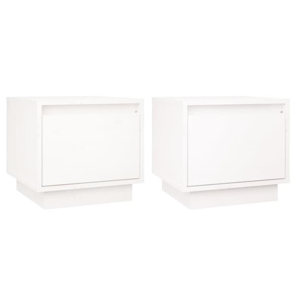 Natborde - Living sengeborde 2 stk. 35x34x32 cm massivt fyrretræ hvid