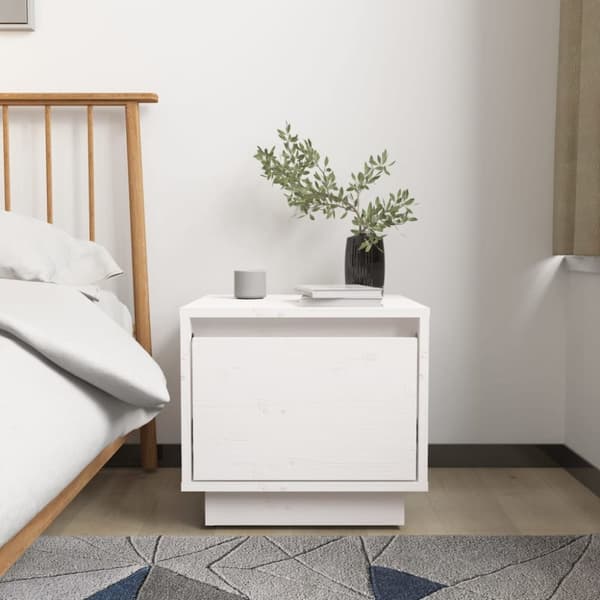 Natborde - Living sengeborde 2 stk. 35x34x32 cm massivt fyrretræ hvid