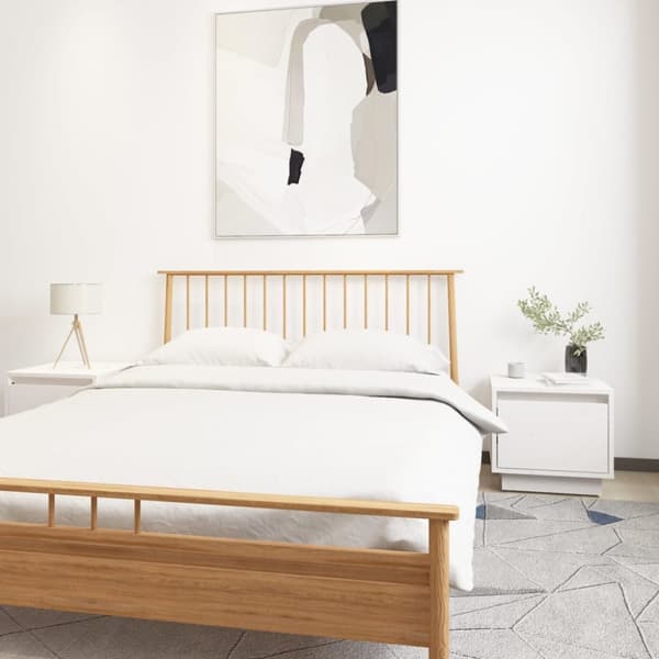 Natborde - Living sengeborde 2 stk. 35x34x32 cm massivt fyrretræ hvid