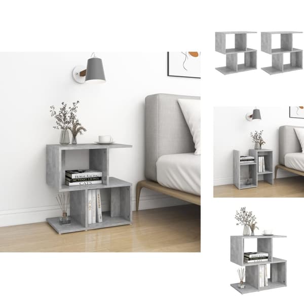 Yöpöydät - Living Yöpöydät 2 kpl betoninharmaa 50x30x51,5 cm tekninen puu