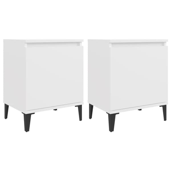 Natborde - Living sengeborde med metalben 40x30x50 cm hvid