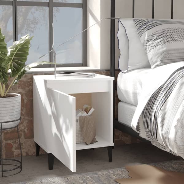 Natborde - Living sengeborde med metalben 40x30x50 cm hvid