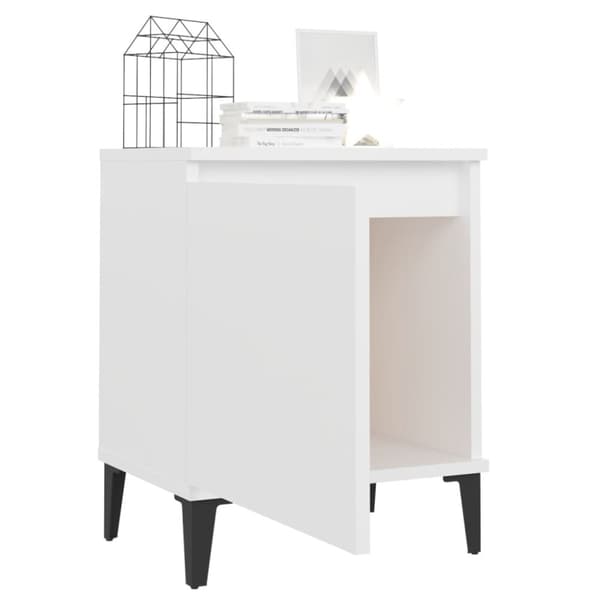 Natborde - Living sengeborde med metalben 40x30x50 cm hvid