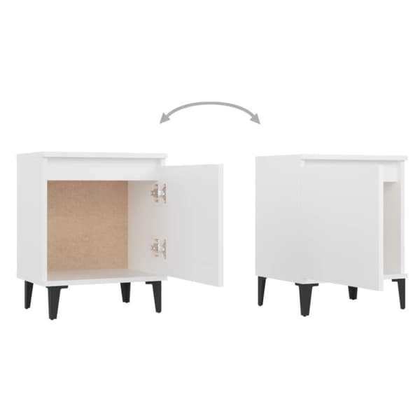 Natborde - Living sengeborde med metalben 40x30x50 cm hvid