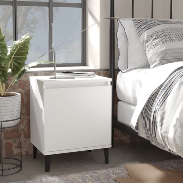 Natborde - Living sengeborde med metalben 40x30x50 cm hvid