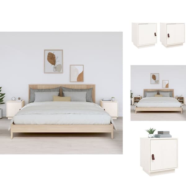 Nattduksbord - Living Sängbord 2 st vit 40x34x45 cm massivt furuträ