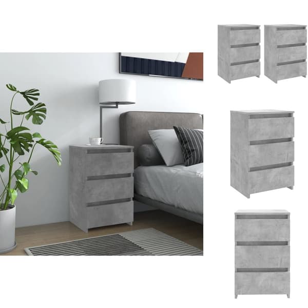 Natborde - Living natborde 2 stk. 40x35x62,5 cm spånplader betongrå